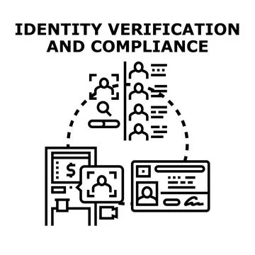 Identity verification and compliance technology processing customer data and  Stock Illustration
