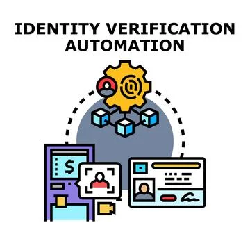 Identity verification automation system processing user data Stock Illustration
