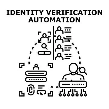 Identity verification automation system processing digital data Stock Illustration