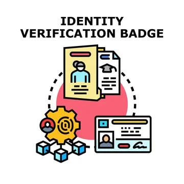 Identity verification badge concept with digital data security Stockillustratie