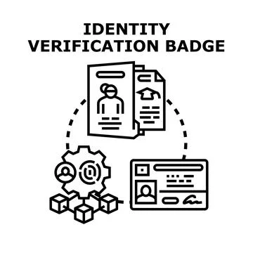 Identity verification badge concept with digital data security Stock Illustration