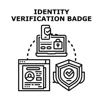 Identity verification badge validating digital security access Stock Illustration