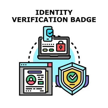 Identity verification badge validating digital security access Stock Illustration