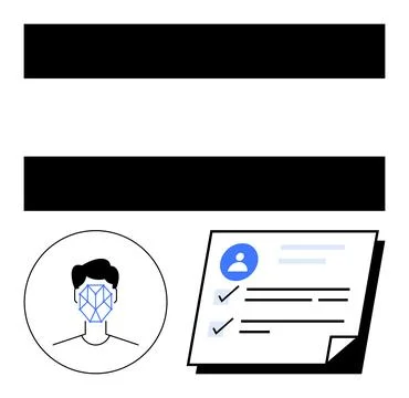 Identity verification, biometric security, digital privacy, document validati Stock Illustration