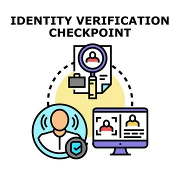 Identity verification checkpoint system for digital security Stock Illustration