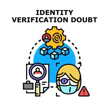Identity verification doubt concept for online security Stock Illustration