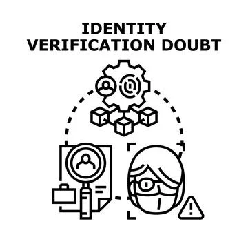 Identity verification doubt concept for online security Stock Illustration