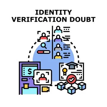 Identity verification doubt, digital security protection concept Stock Illustration