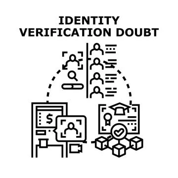 Identity verification doubt, digital security protection concept Illustrazione stock