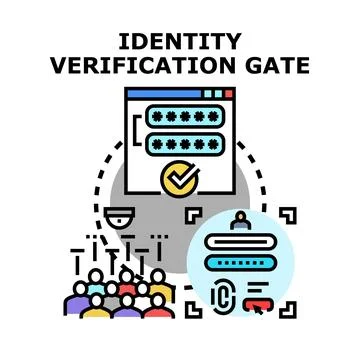 Identity verification gate accessing secure online system Stock Illustration