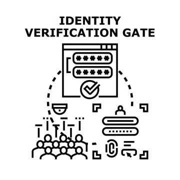 Identity verification gate accessing secure online system Stock Illustration