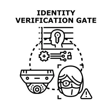 Identity verification gate protecting digital security system 스톡 일러스트