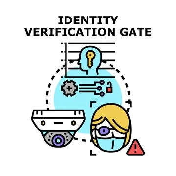 Identity verification gate protecting digital security system 스톡 일러스트