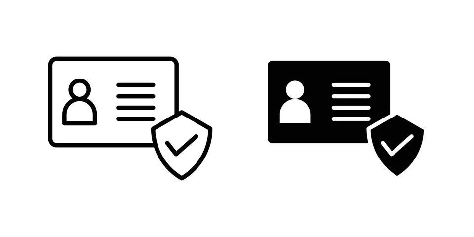 Identity verification icon drawing lines. Silhouette style vector bundle 스톡 일러스트