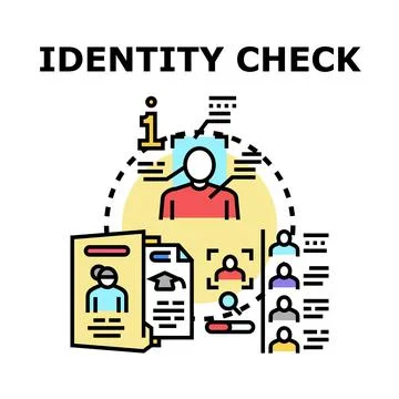 Identity verification process checking personal user data 스톡 일러스트