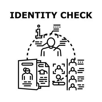 Identity verification process checking personal user data イラスト素材