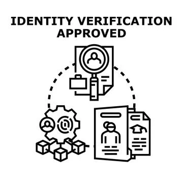 Identity verification process finding approved digital documents Stock Illustration