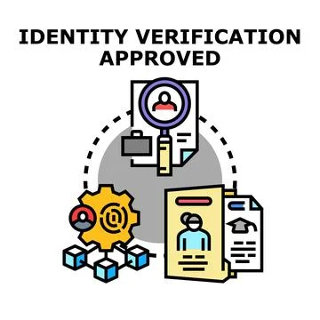 Identity verification process finding approved digital documents Stock Illustration