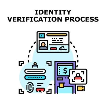 Identity verification process using digital authentications online Stock Illustration