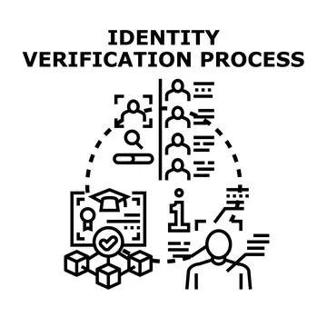 Identity verification process validating user data access Stock Illustration