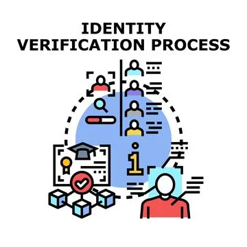 Identity verification process validating user data access Stock Illustration