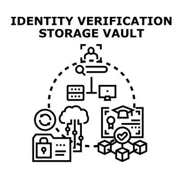 Identity verification storage vault concept with digital data Stock Illustration