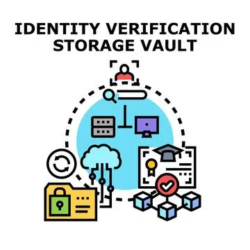 Identity verification storage vault concept with digital data イラスト素材