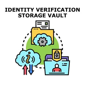 Identity verification storage vault secure data concept Ilustración de archivo