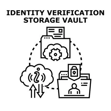Identity verification storage vault secure data concept Stock Illustration