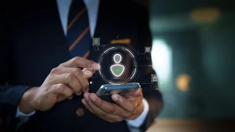 Identity verification system concept digital technology cyber security Pers.. Stock-Fotos