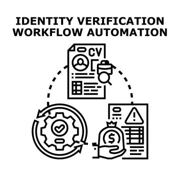Identity verification workflow automation process concept illustration Stock Illustration