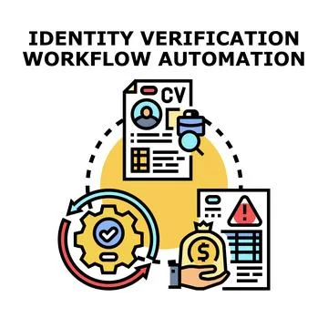 Identity verification workflow automation process concept illustration Stock Illustration