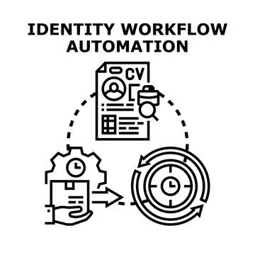 Identity workflow automation process optimizing efficiency concept Stock Illustration