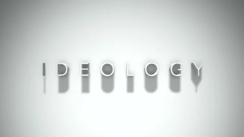 Ideology 3D title animation with shadows on a white background Stock Footage 297038850