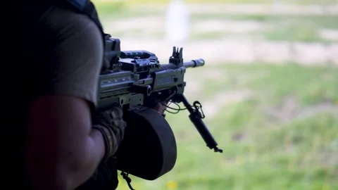 IDF Machine Gun Shell Ejection Close Up Stock Footage 333763426