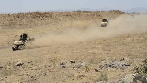 IDF mini vehicle driven by soldiers  스톡 동영상 168536232