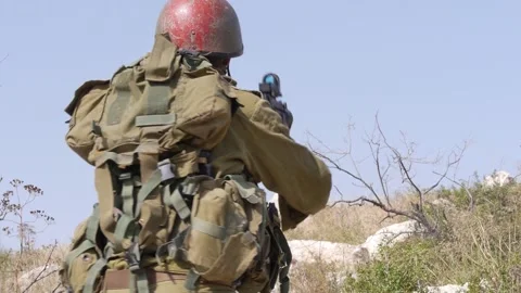 	IDF soldier shooting his tavor rifle Stock Footage