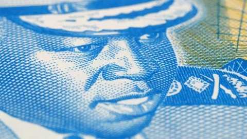 Idi Amin Dada on Ugandan 5 shilling banknote rotating. 4K Video stock 124432709
