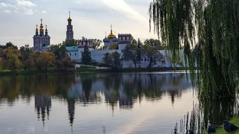 Idillic view of the Novodevichy Convent monastery Stock Footage 318603445