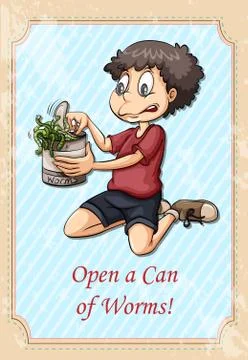 Idiom open a can of worms Stock Illustration