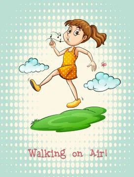 Idiom walking on air Stock Illustration