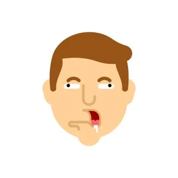 Idiot face. Nerd head isolated. vector illustration Ilustração Stock