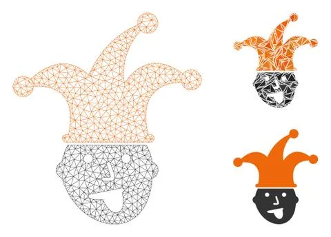 Idiot Head Vector Mesh Carcass Model and Triangle Mosaic Icon 库存插图