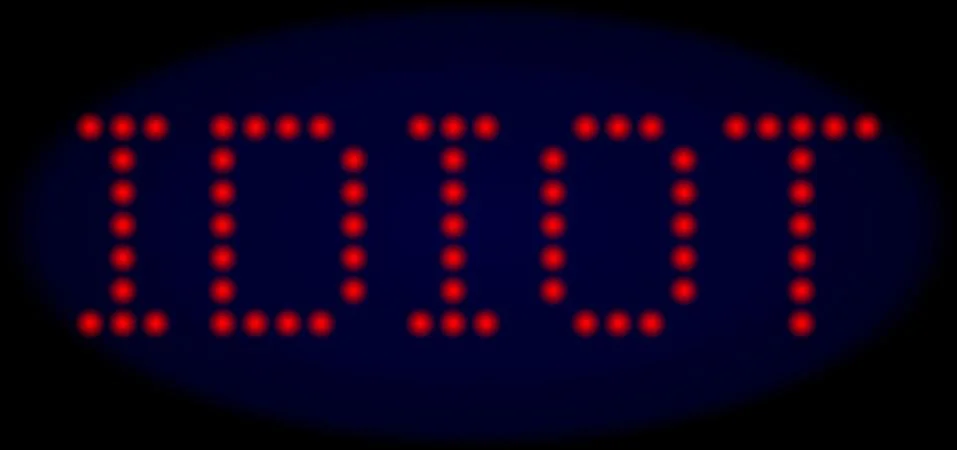 IDIOT Led Style Caption with Glowing Dots Stock Illustration
