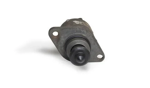 Idle air sensor control motor, mounting holes of housing, isolated on white.. Stock Photos