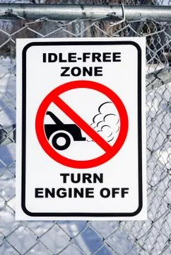Idle-Free Zone, Turn Engine Off Sign Stock Photos