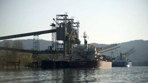 Idle ship at port Stock Footage 129590850