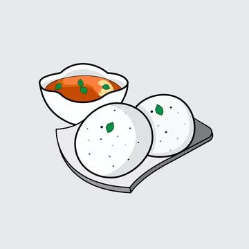 Idli with souce Illustrazione stock