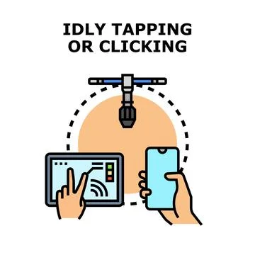 Idly tapping clicking on digital device screens Stock Illustration