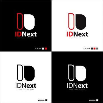 IDN next letter n initial silhouette modern  logo set template design Stock Illustration